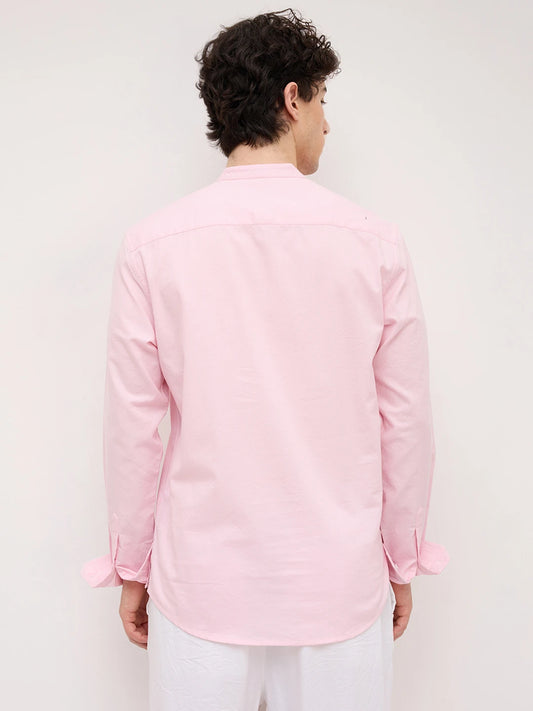 Soft Pink Micro Basket Weave Kurta