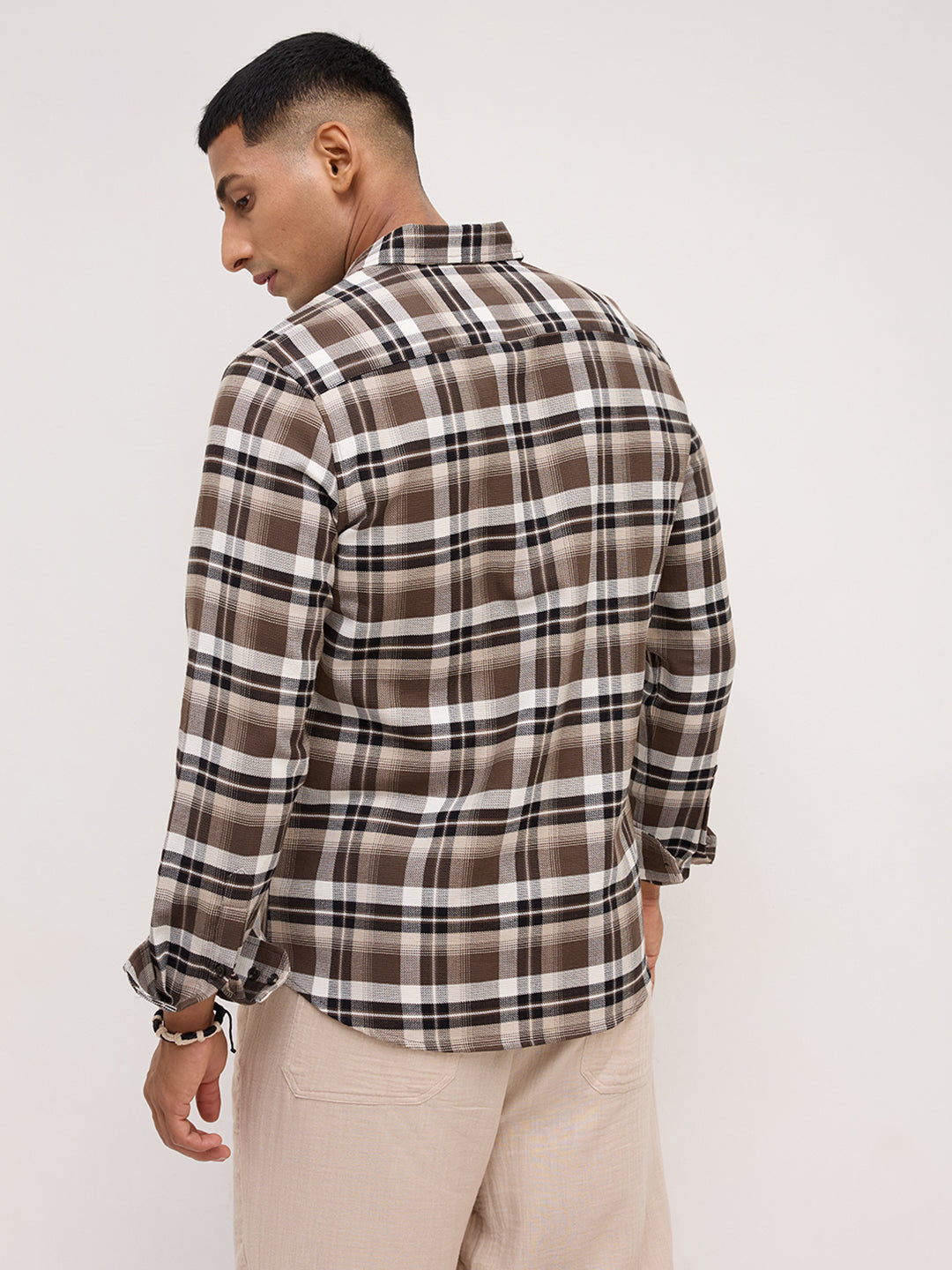 Luxe Brown & White Plaid Checks Shirt