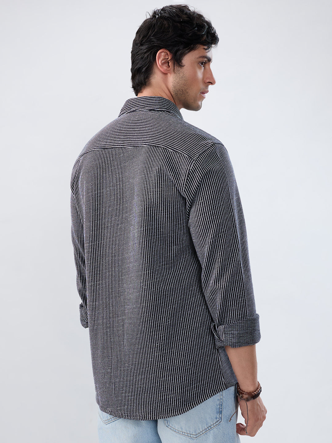 Monochrome Grid Knitted Everyday Shirt