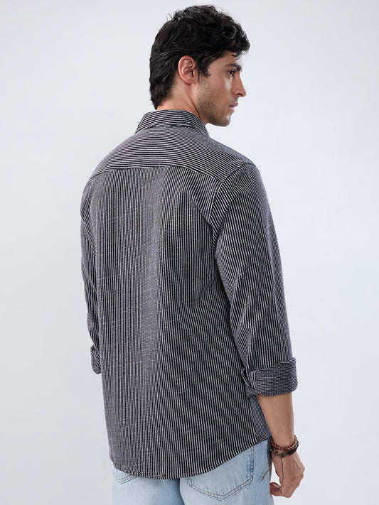 Monochrome Grid Knitted Everyday Shirt