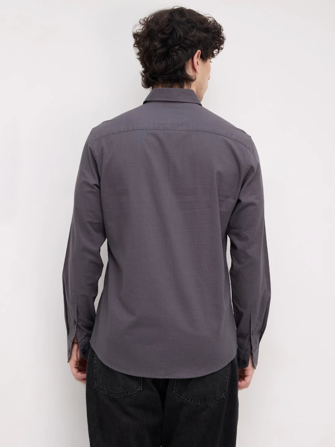 Graphite Grey Square Textured Shirt