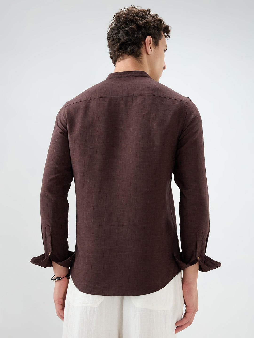 Chocolate Brown Minimal Textured Kurta