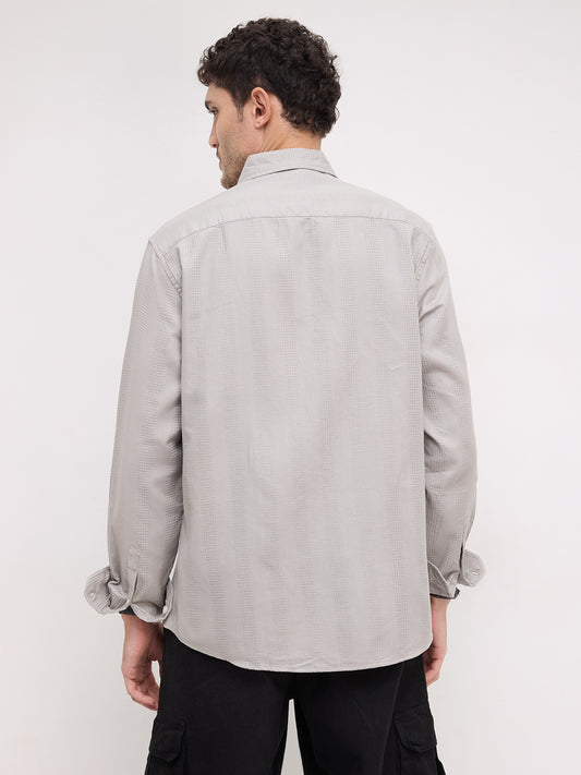 Grey Haze Waffle Grid Weave Shirt