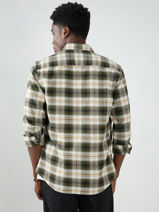 Premium Olive & White Crosscheck Shirt