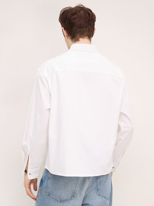 Luxe Arctic White Cord Crop Shirt