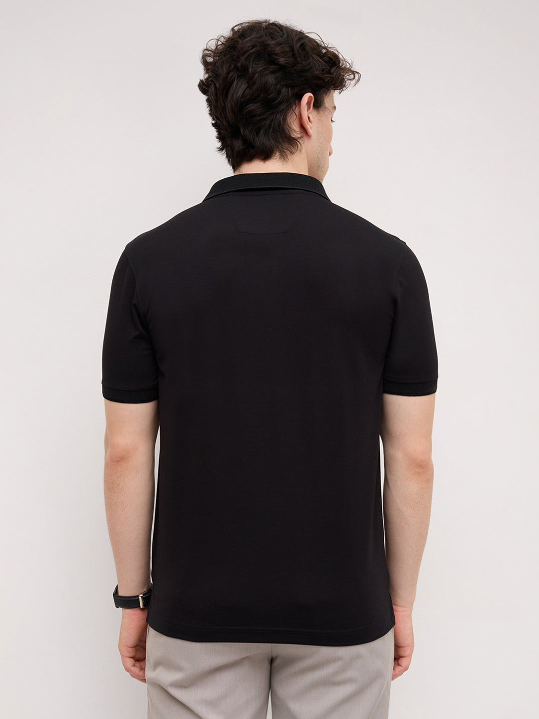 Timeless Black Honeycomb Polo Knit T-Shirt