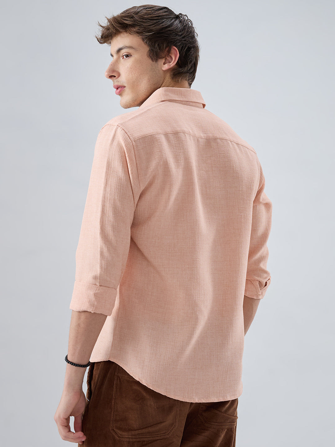Creamy Peach Subtle Textured Shirt