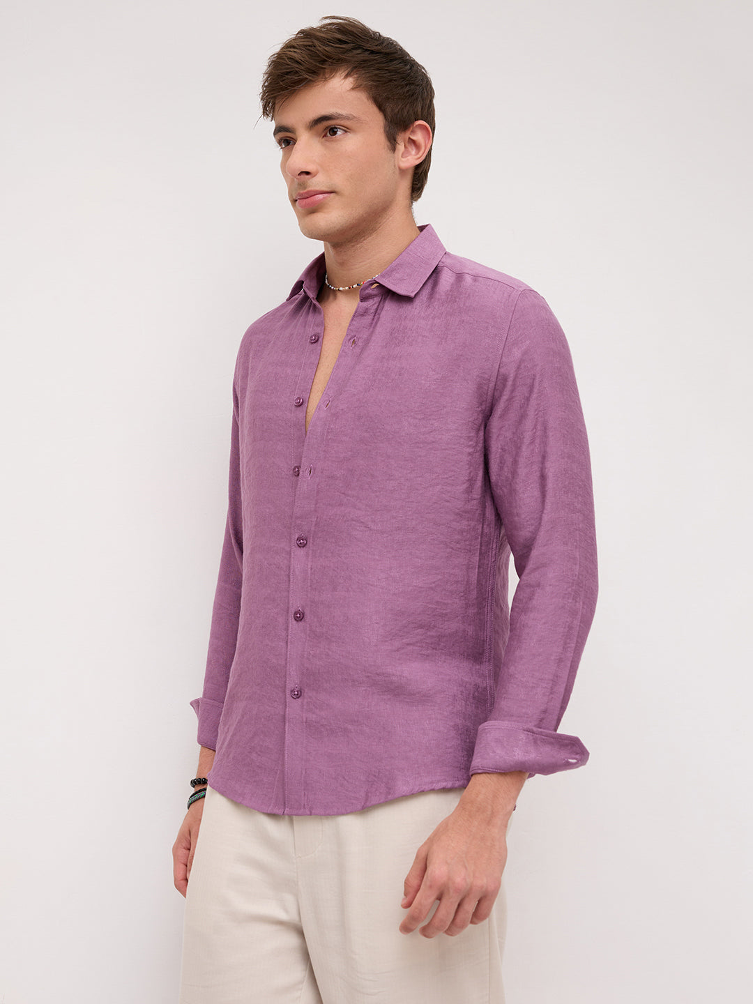 Heather Mauve Crinkled Shirt