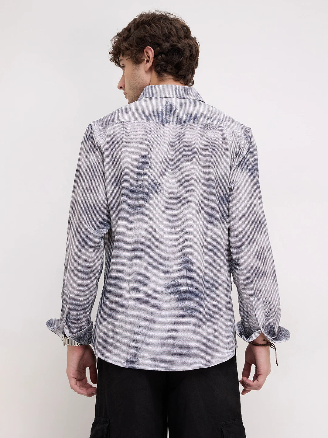 Multicolour Tie & Dye Printed Creased Shirt