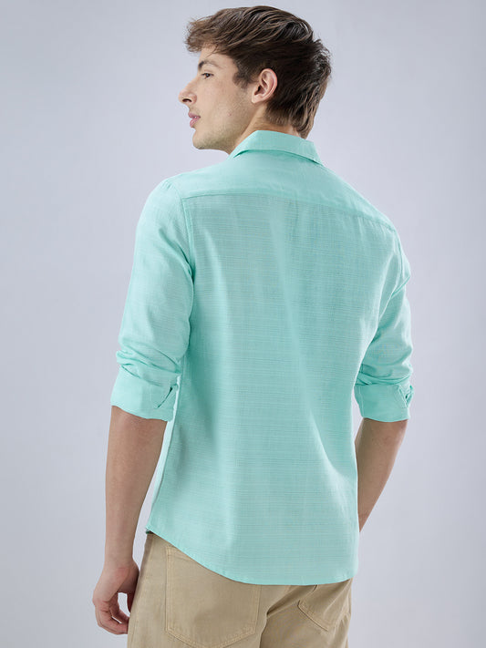 Iced Mint Green Fine Weave Textured Shirt