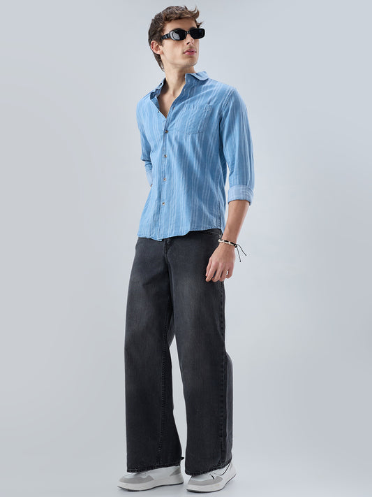 Plush Denim Balanced Striped Shirt