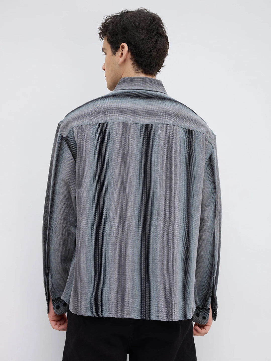 Distinctive Graphite Grey Contrastline Boxy Fit Crop Shirt