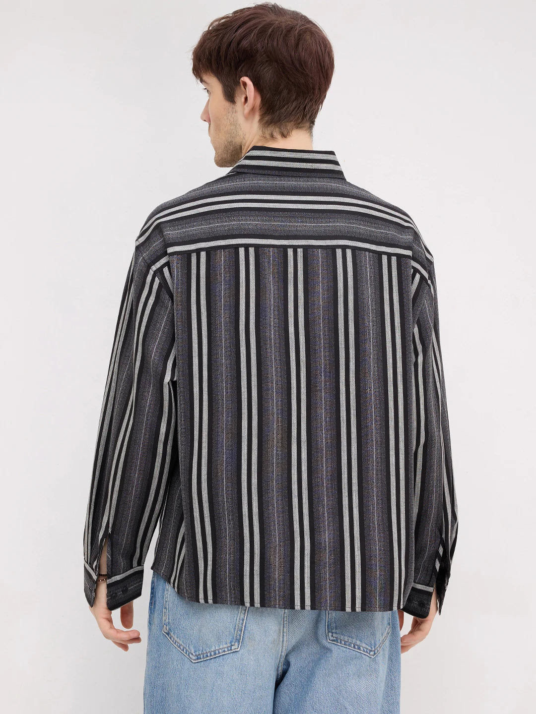 Artisan Monochrome Striped Boxy Fit Crop Shirt