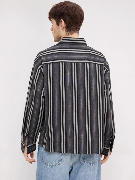 Artisan Monochrome Striped Boxy Fit Crop Shirt