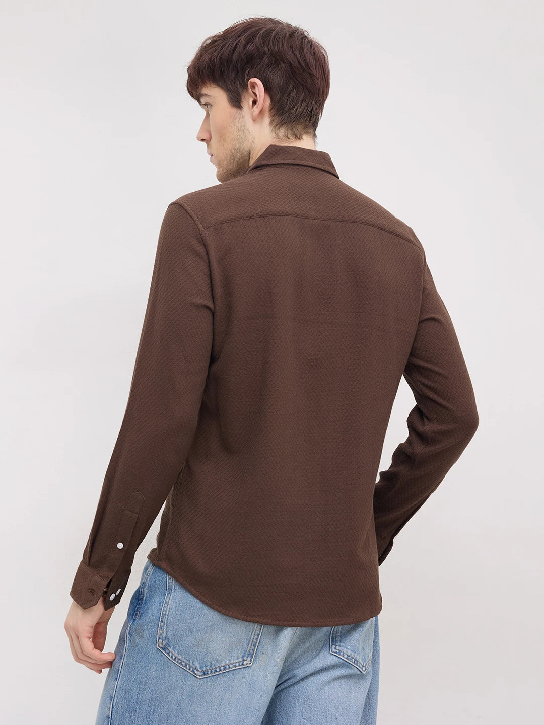 Rich Cocoa Brown Artisan Weave Shirt