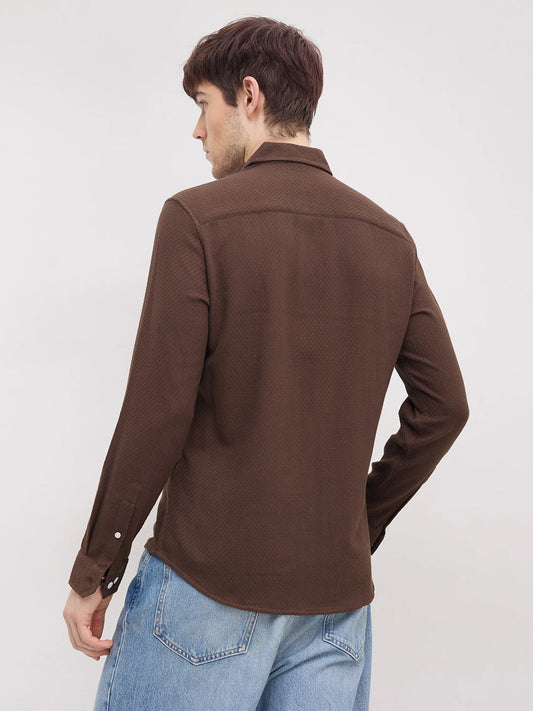 Rich Cocoa Brown Artisan Weave Shirt