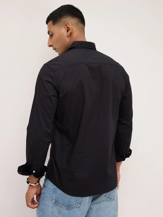 Timeless Black Minimal Textured Shirt