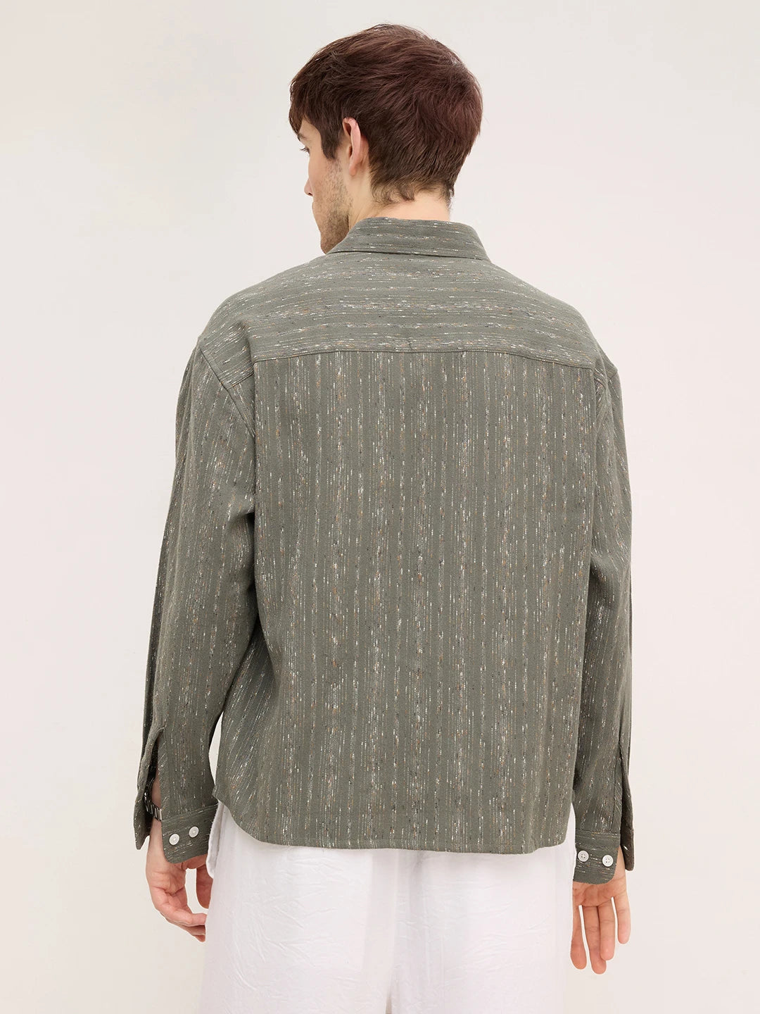 Green Artisan Loomscape Boxy Fit Crop Shirt