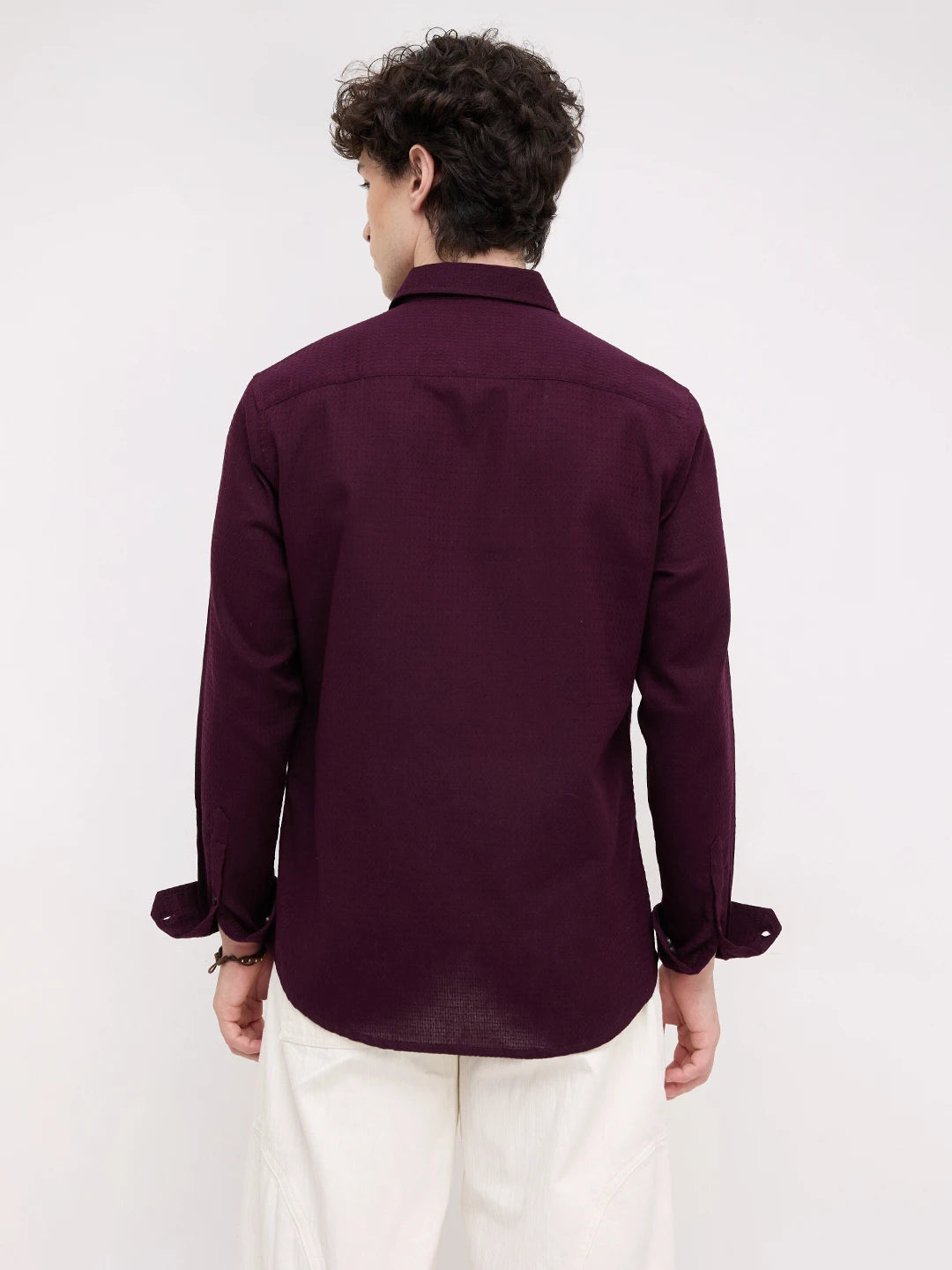 Deep Wine Micro Waffle Textured Shirt