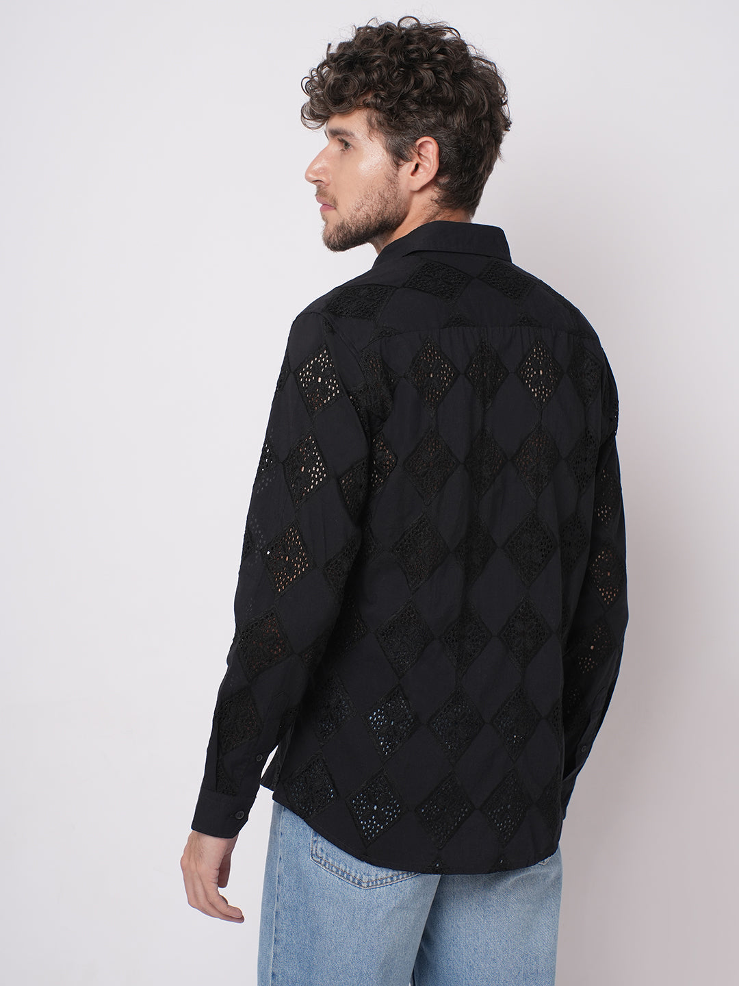 Pitch Black Diamond Schiffli Shirt