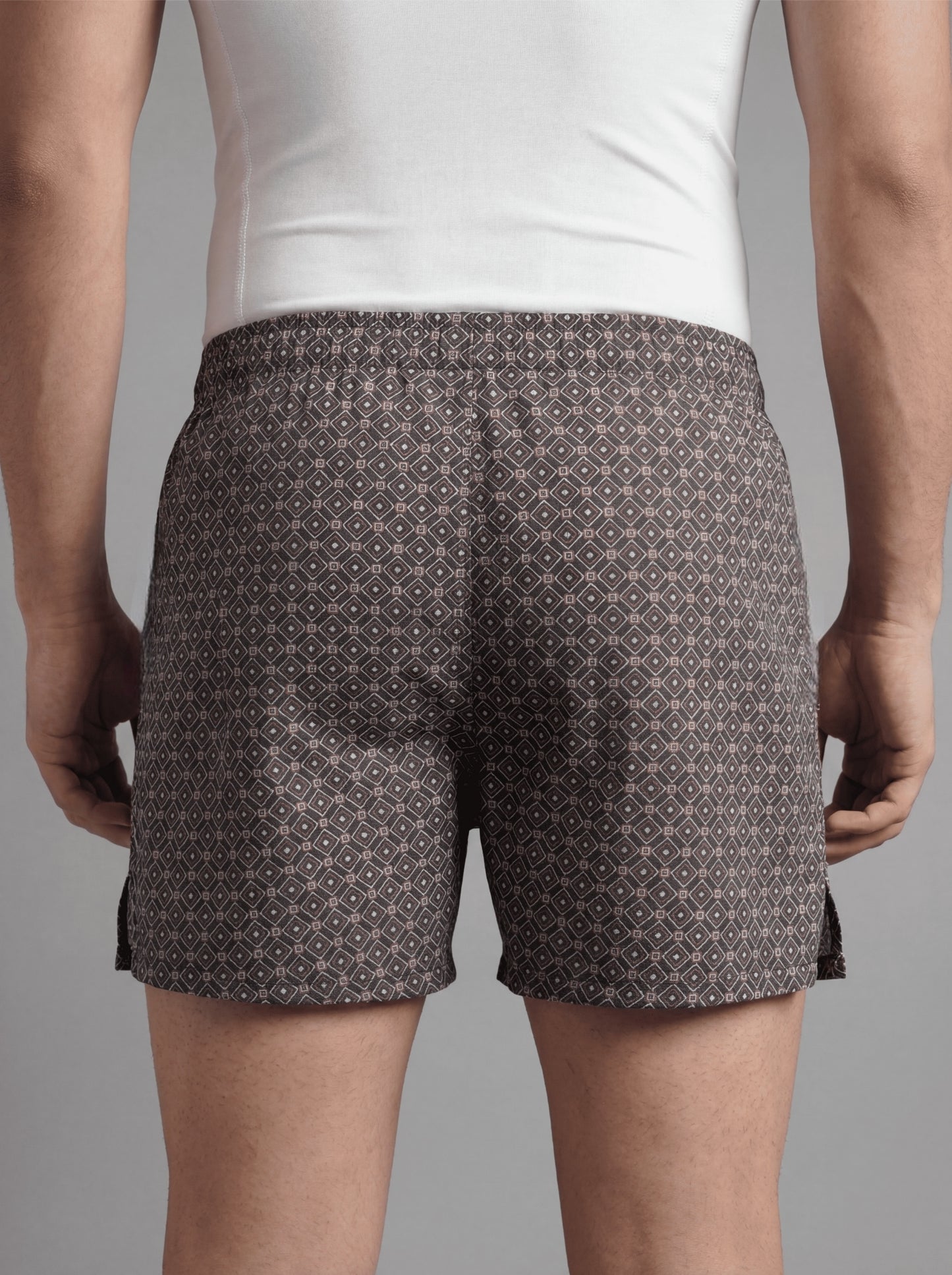 Multicolor Diamond Print & Mist Blue Linear Weave Boxers
