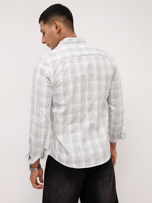 Elegant Grey & Ivory Plaid Checks Shirt