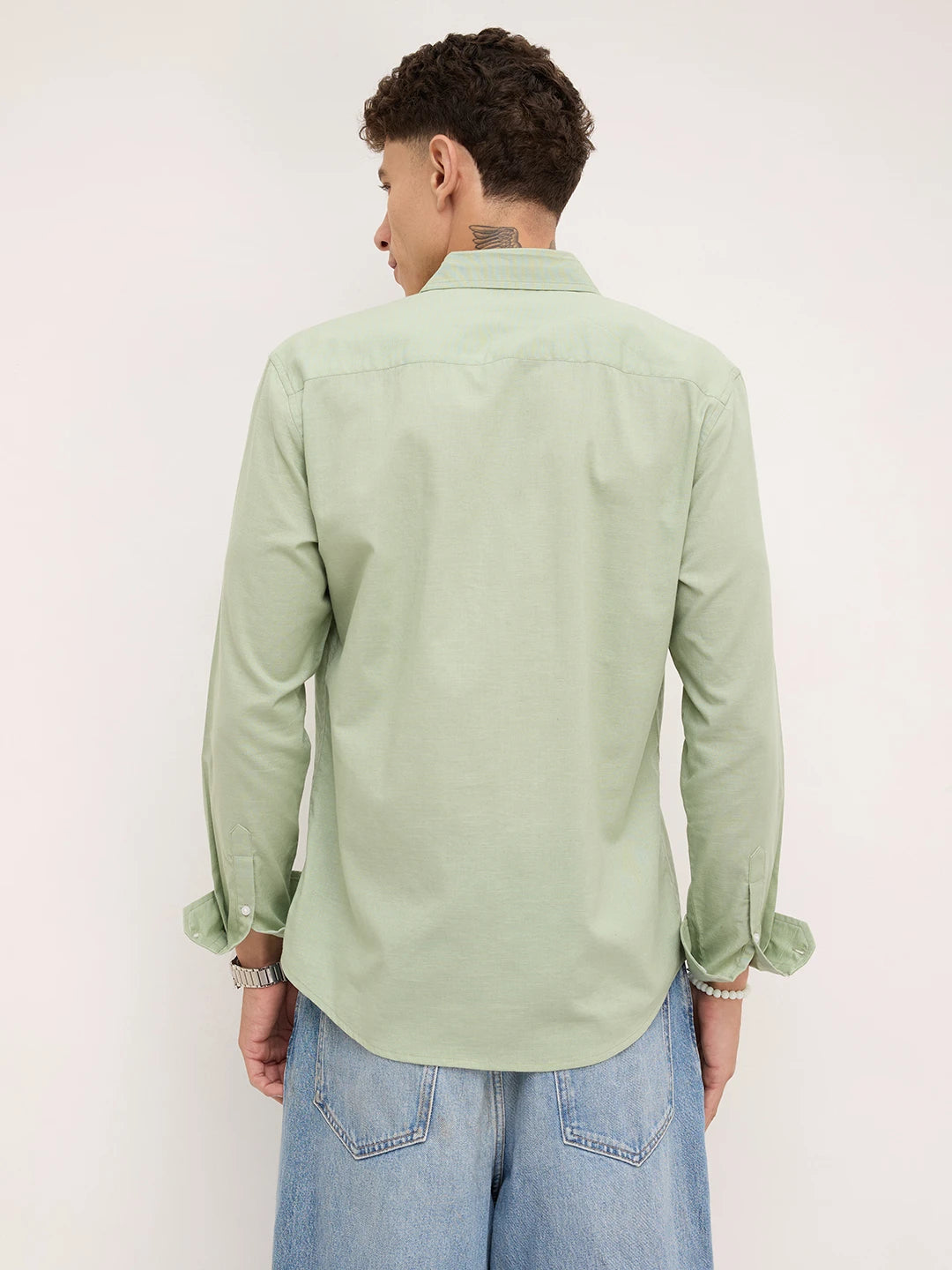 Pistachio Green Fine Textured Shirt