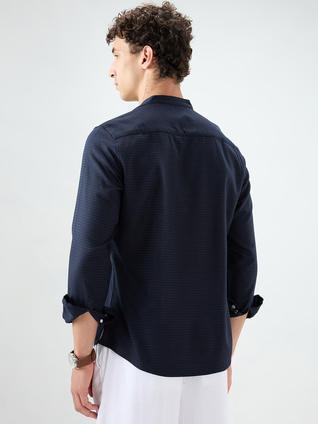 Ritzy Navy Zig-Zag Textured Kurta