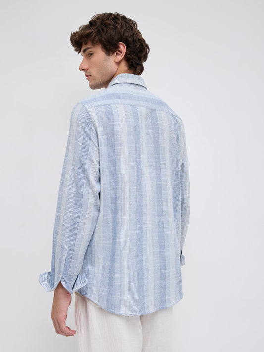 Blue & White Refined Multi Striped Shirt