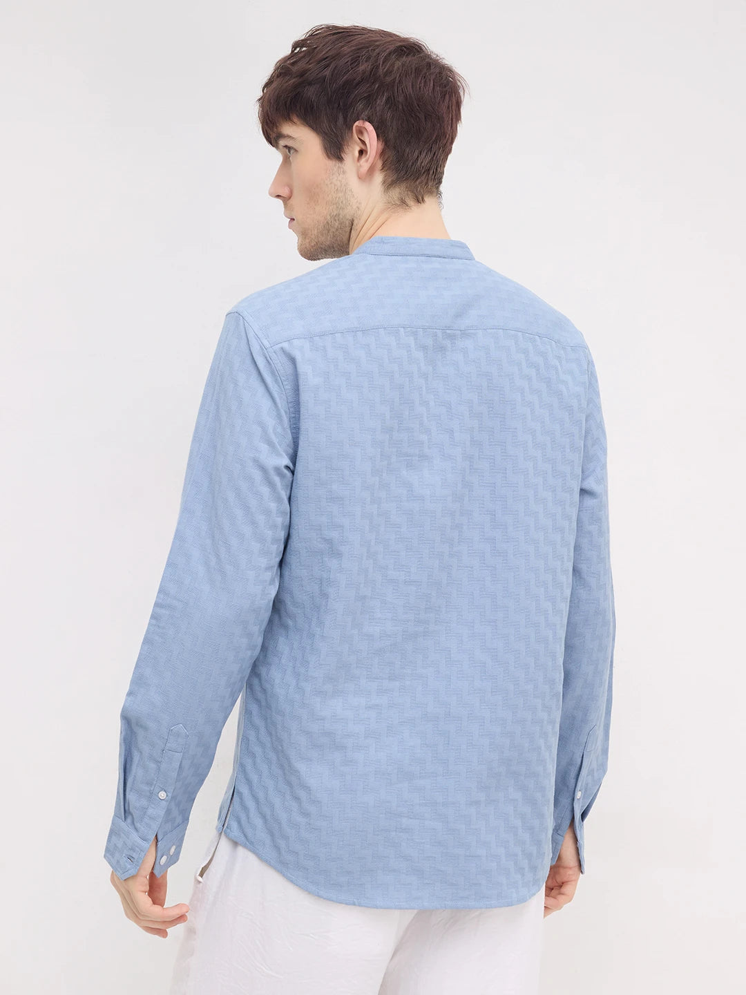 Aqua Blue Abstrast Maze Textured Kurta