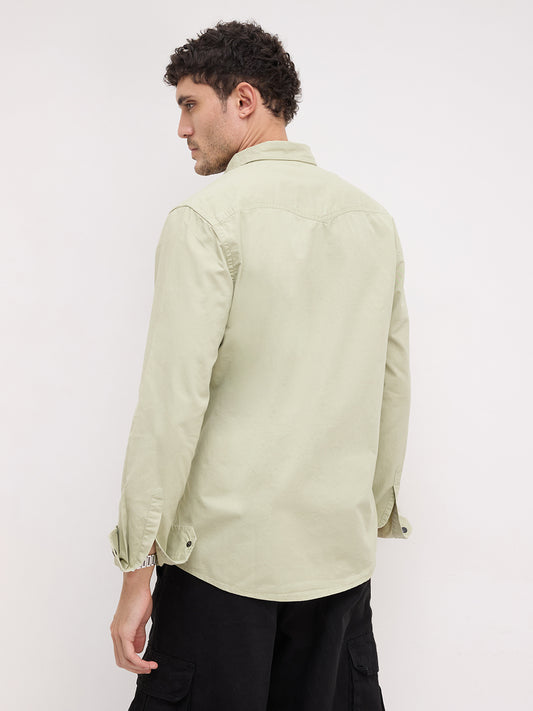 Pale Green Terrain Double Pocket Overshirt