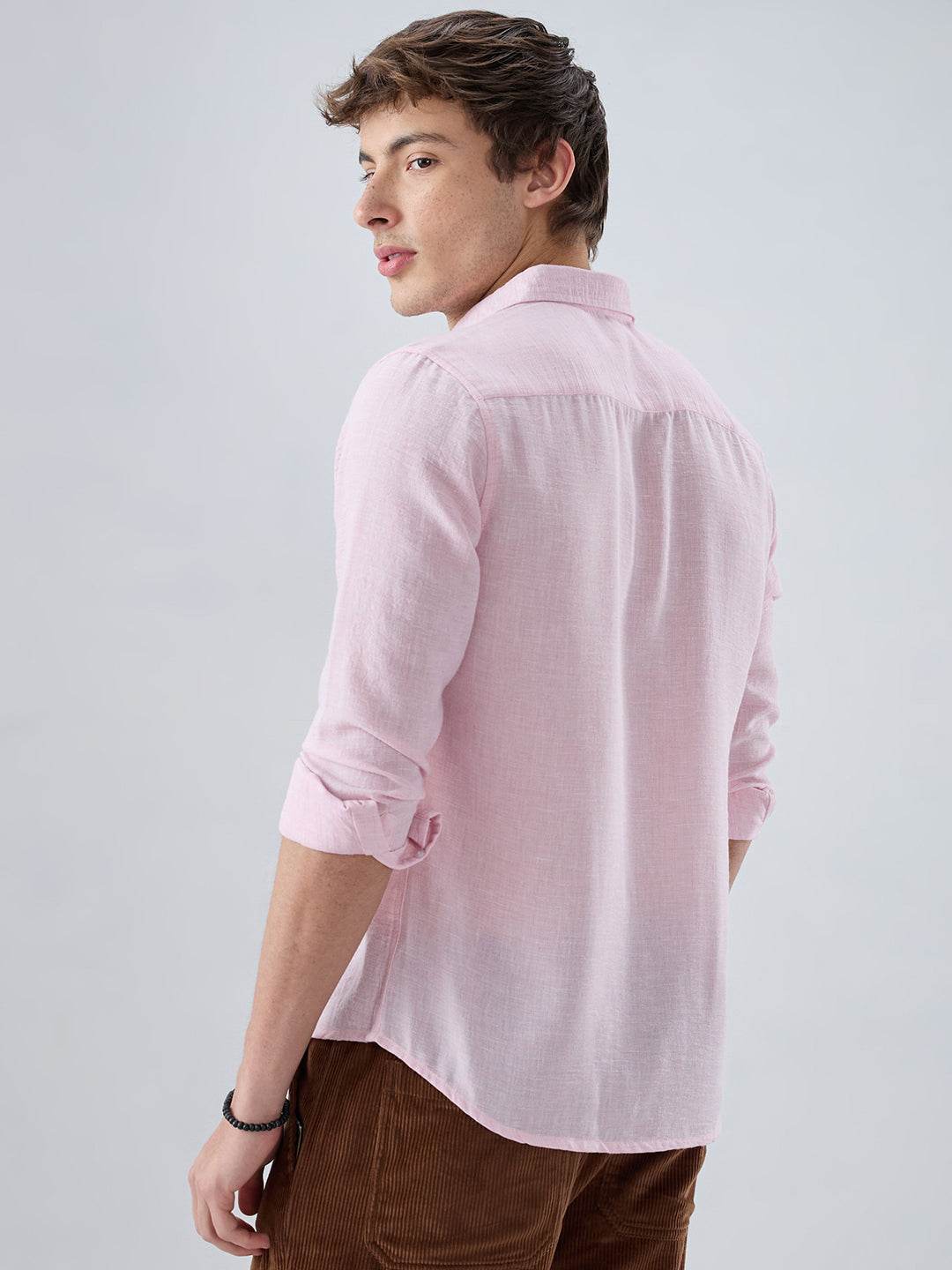 Baby Pink Crinkled Textured Shirt
