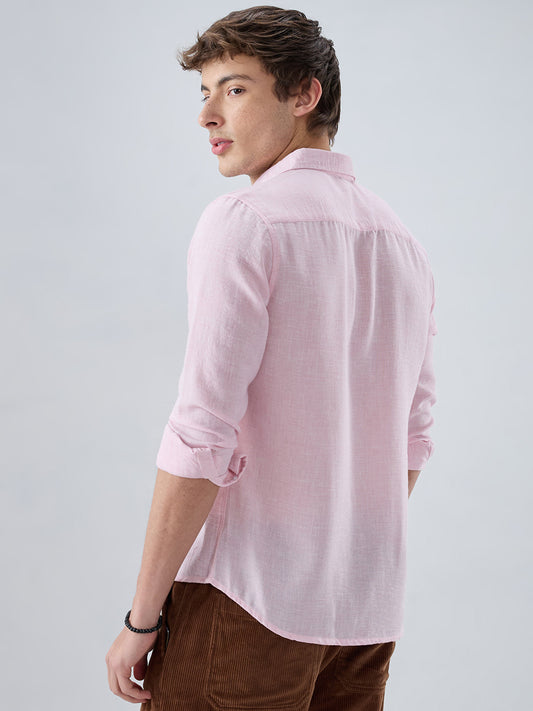 Baby Pink Crinkled Textured Shirt