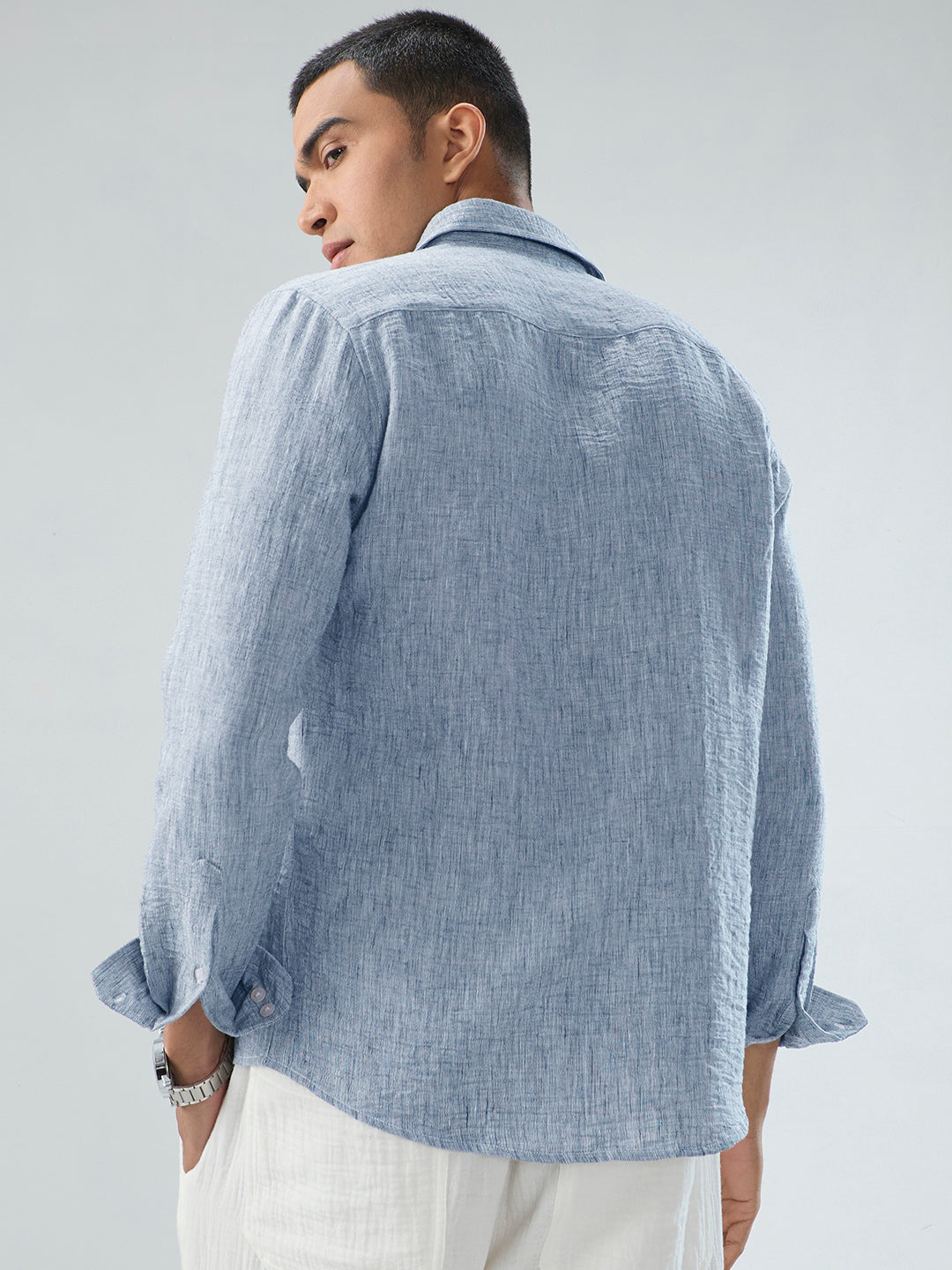 Elegant Solid Blue Shirt