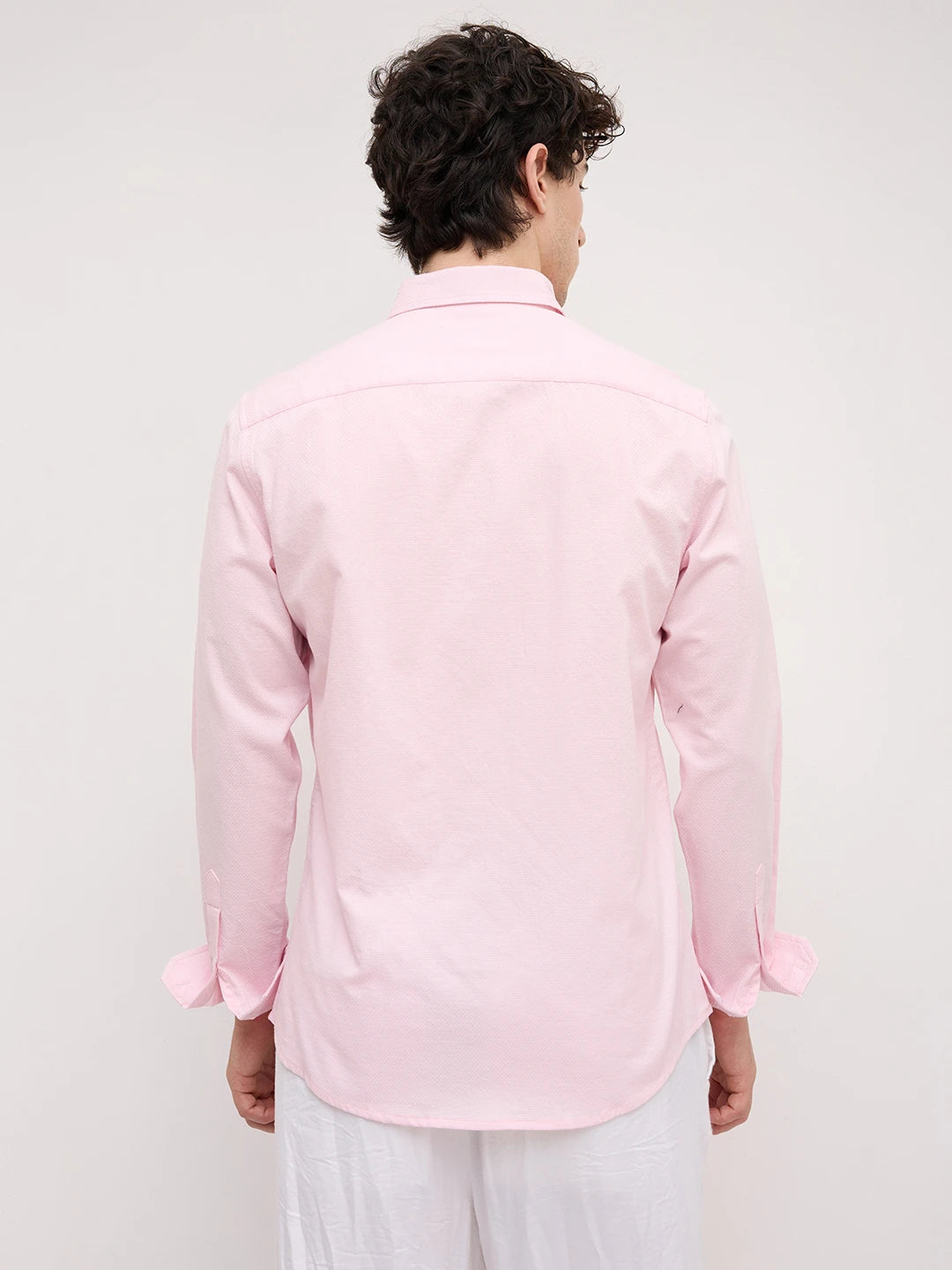 Pink Micro Basket Weave Shirt