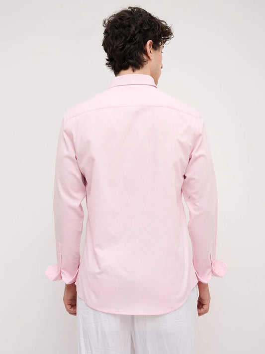 Pink Micro Basket Weave Shirt