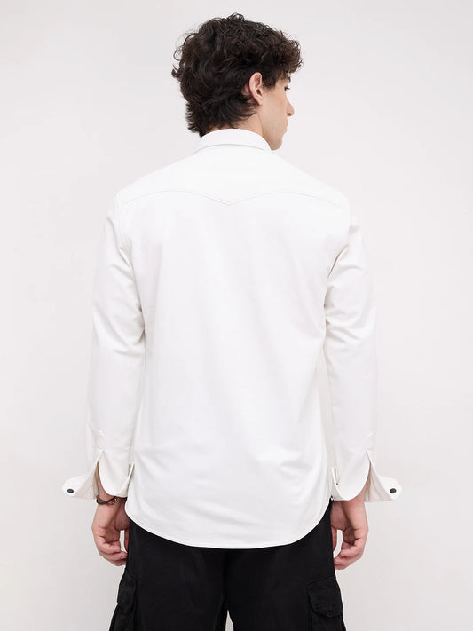 Snow White Twin Pocket Knitted Shirt