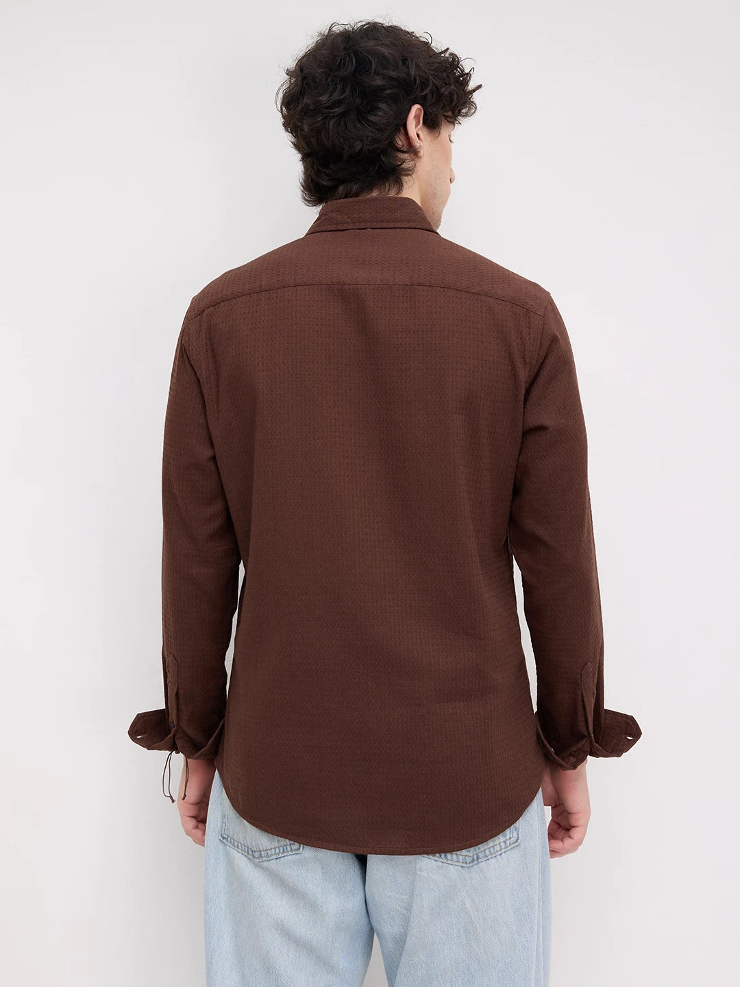 Chocolate Brown Micro Textured Shirt
