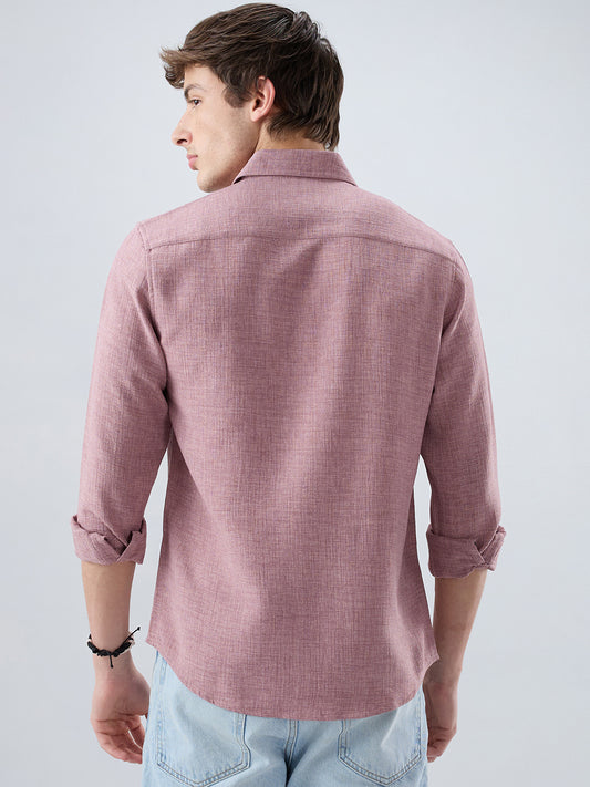 Dusty Mauve Refined Slub Textured Shirt