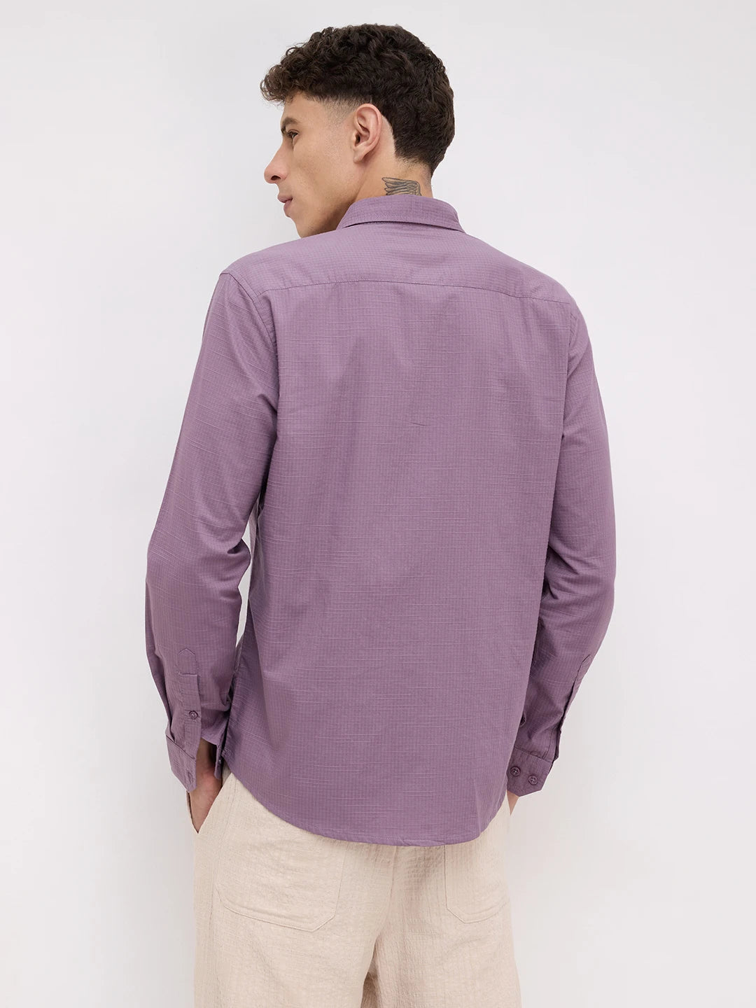 Iconic Heather Purple Square Textured Shirt