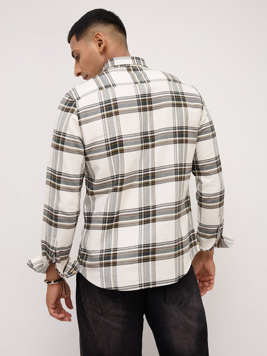 Classic White Broad Checks Shirt