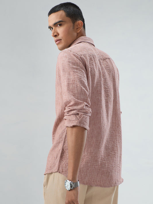 Heathered Taupe Fine-Weave Crinkled Shirt