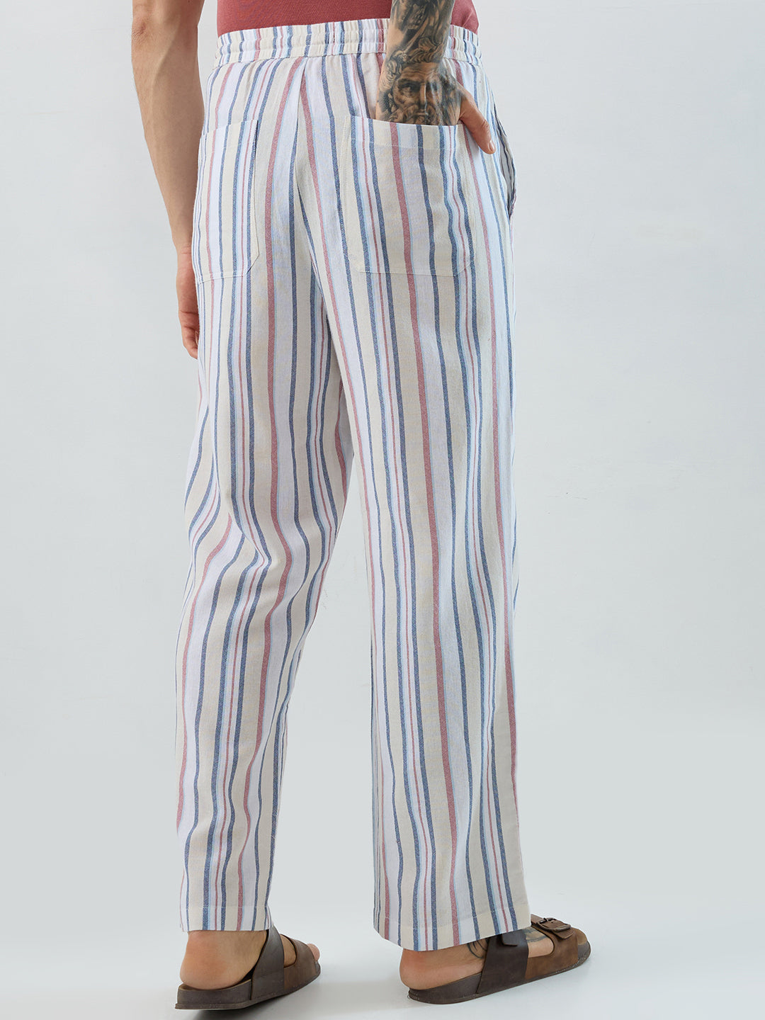 Coastal Breeze MultiStripe Straight-Fit Trousers