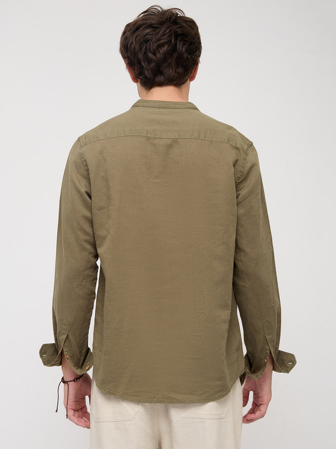 Luxe Olive Fine Sheer Linen Blend Kurta