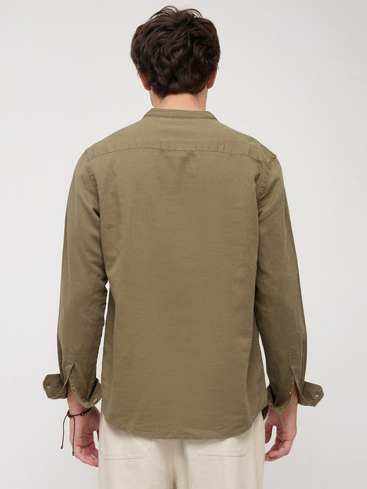 Luxe Olive Fine Sheer Linen Blend Kurta