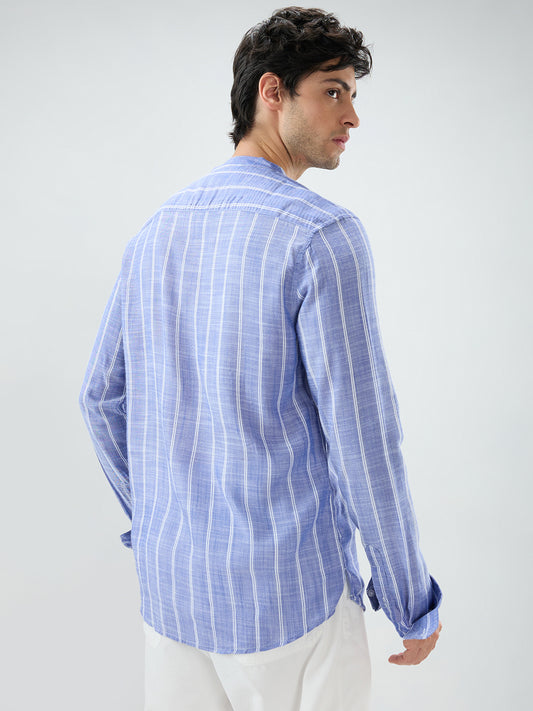 Steel Blue Striped Kurta