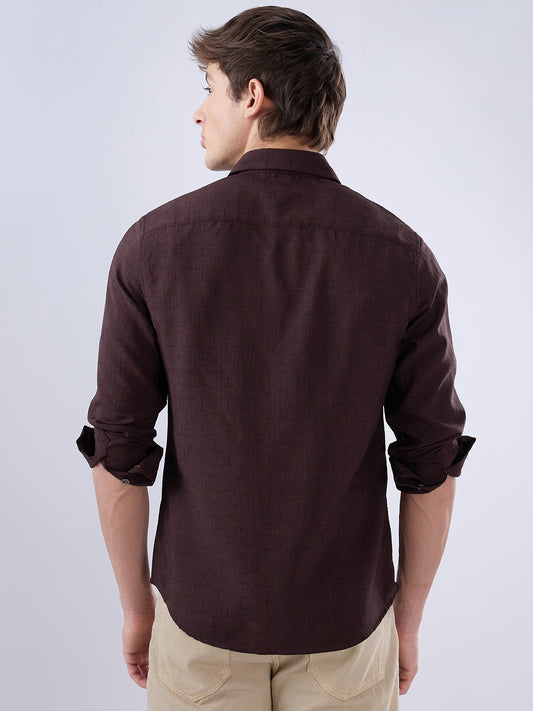 Brunette Brown Slub Textured Shirt