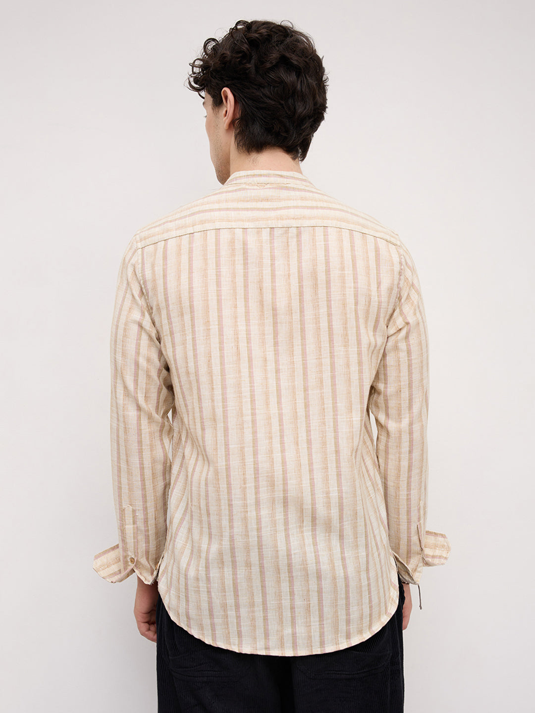 Vintage Beige & Ivory Striped Kurta