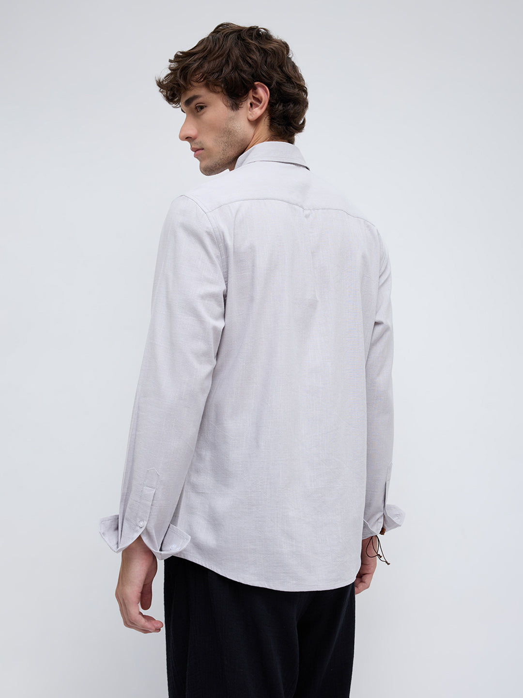 Grey Haze Drift Textured Relaxed Shirt
