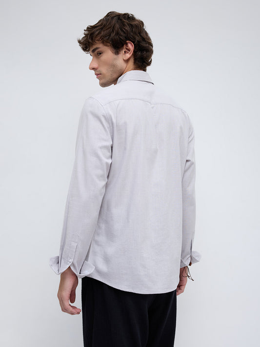 Grey Haze Drift Textured Relaxed Shirt